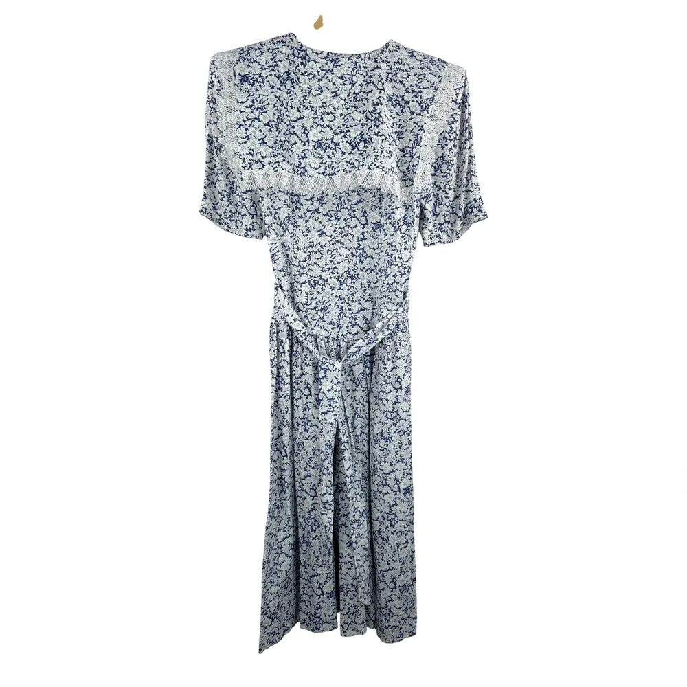 VTG All That Jazz Floral‎ Print Midi Dress Lace Collar prairie cottage core sz 5